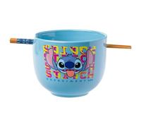 Silver Buffalo Disney Lilo and Stitch Experiment 626 Ceramic Ramen Noodle Rice Bowl with Chopsticks, Microwave Safe, 20 Ounces