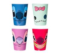 Silver Buffalo Disney Lilo and Stitch Faces Featuring Scrump, Angel, and Leroy 4 Pack Plastic Mini Cup Set, 1.5 Ounces