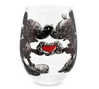 Silver Buffalo Disney Mickey and Minnie Classic Heart Glitter Stemless Wine Glass, 20 Ounces