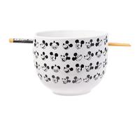 Silver Buffalo Disney Mickey Mouse Expressions Ceramic Ramen Noodle Rice Bowl with Chopsticks, Microwave Safe, 20 Ounces
