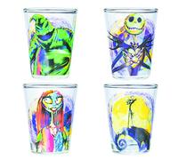 Silver Buffalo Disney Nightmare Before Christmas Featuring Jack Skellington, Sally, and Oogie Boogie 4 Pack Mini Glasses, 1.5 Ounces