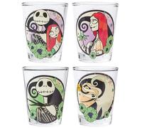 Silver Buffalo Disney Nightmare Before Christmas Featuring Jack Skellington, Sally, and Zero 4 Pack Mini Glass Set, 1.5 Ounces