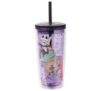 Silver Buffalo Disney Nightmare Before Christmas “Forever and Always” Spill Resistant Plastic Tumbler Featuring Jack Skellington and Sally, 20 Ounces
