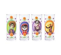 Silver Buffalo Disney Pixar Coco Day of the Dead Design 4 Pack Tumbler Glass Set, 10 Ounces