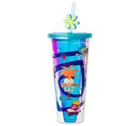 Silver Buffalo Disney Pixar Inside Out 2 Featuring Riley's Emotions Anxiety, Anger, Joy, Fear, Sadness, and Disgust Iridescent Plastic Cold Cup with Lid and Straw Topper, 24 Ounces