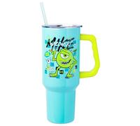 Silver Buffalo Disney Pixar Monsters Inc Featuring Mike Wazowski Scary Stainless Steel Tumbler with Handle and Straw, Fits in Standard Cup Holder, 40 Ounces