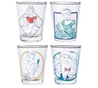 Silver Buffalo Disney Princess Frames 4-Pack Mini Glass Set, 1.5 Ounces