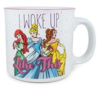 Silver Buffalo Disney Princess I Woke Up Like This Featuring Ariel, Cinderella, and Belle Ceramic Camper Mug, 20 Ounces