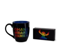 Silver Buffalo Disney Stitch Ohana Means Family Rainbow Pride Ceramic Mug and Box Sign Set, 18-Ounces