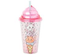 Silver Buffalo Disney The Aristocats Ice Cream Shape Cold Cup with Lid and Straw Featuring Marie, Toulouse, and Berlioz, 16 Ounces