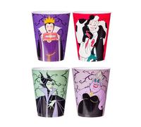 Silver Buffalo Disney Villains Patterns Plastic Mini Cup Set, 4 Piece, 1.5 Ounces