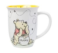 Silver Buffalo Disney Winnie The Pooh But First Hunny Wide Rim Bees Flying Ceramic Mug, 16 Ounces
