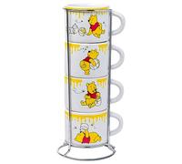 Silver Buffalo Disney Winnie the Pooh Honey Hunny Drips 4pc Stackable Ceramic Espresso Small Cup Set, 3 Ounces