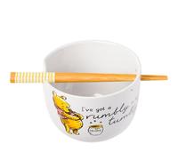 Silver Buffalo Disney Winnie The Pooh Rumbly in My Tumbly Ceramic Ramen Noodle Rice Bowl with Chopsticks, Microwave Safe, 20 Ounces