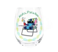 Silver Buffalo Disney's Lilo and Stitch Aloha Paradise 20oz Stemless Glass