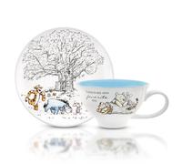 Silver Buffalo Disney's Winnie The Pooh Walking Classic Scene 12oz Ceramic Teacup and Saucer, White/Multi (WTP5043N)