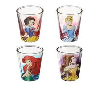 Silver Buffalo DP031SG6 4pc. 1.5oz. Mini Glass Set 4x17, Disney Princesses Portrait