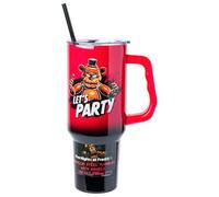 Silver Buffalo Five Nights at Freddy's Freddy Fazbear Let's Party Ombre Stainless Steel Tumbler with Handle and Straw, Fits in Standard Cup Holder, 40 Ounces