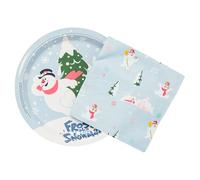 Silver Buffalo Frosty the Snowman Christmas 32 Pack Partyware Disposable Paper Plates and Napkins