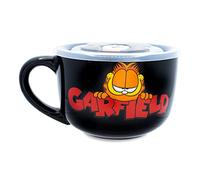 Silver Buffalo Garfield Ceramic Soup Mug with Vented Plastic Lid, 24 Ounces, 1 Count (Pack of 1)