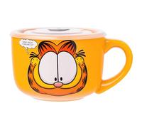 Silver Buffalo Garfield Never Trust a Smiling Cat Featuring Odie, Arlene, Nermal, and Pooky Ceramic Soup Mug with Vented Plastic Lid, 24 Ounces