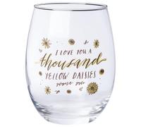 Silver Buffalo Gilmore Girls “I Love You a Thousand Yellow Daisies” Stemless Tear Drop Glass, 20 Ounces