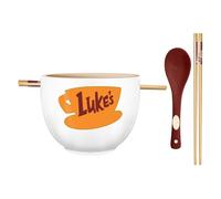 Silver Buffalo Gilmore Girls Luke's Ceramic Ramen Bowl w Chopsticks, 20oz | Luke's Diner, Noodle Rice, Includes Spoon, Microwave Safe, 0.59 Liters