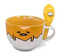 Silver Buffalo Gudetama Dangerous Situations Boxed Ceramic Soup Mug w/Spoon, 24-Ounce