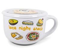 Silver Buffalo Gudetama Late Night Snack 24 Ounce Ceramic Bowl with Lid