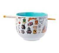 Movies Harry Potter Hogwarts Icon Collage Ramen Bowl with Chopsticks White