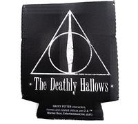 Silver Buffalo Harry Potter The Deathly Hallows 2-sided insulated can cooler hugger - Neoprene Drink Cooler Sleeve for Cans - Black