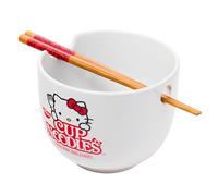 Silver Buffalo Hello Kitty Cup Noodles Nissin Boxed Ceramic Ramen Noodle Bowl with Chopsticks, 20oz
