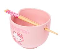Silver Buffalo Hello Kitty Strawberry Milk Ceramic Ramen Bowl with Chopsticks, 20 Ounces