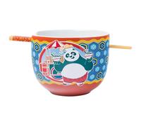Silver Buffalo Kung Fu Panda Featuring Po Holding Ramen Ceramic Ramen Noodle Rice Bowl with Chopsticks and Spoon, Microwave Safe, 20 Ounces