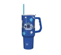 Silver Buffalo Lilo and Stitch Make Some Waves Wink Face Stitch 40oz Stainless Steel Rhinestone Tumbler