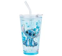 Silver Buffalo Lilo and Stitch Ohana Sitting 16oz Pint Glass w Lid and Glass Straw