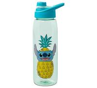 Silver Buffalo Lilo and Stitch Pineapple Pop Up Water Bottle with Screw Lid, 28 Ounces