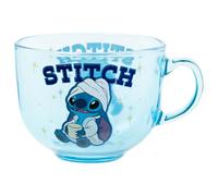 Silver Buffalo Lilo and Stitch Spa Day Glitter, Teacup Glass Mug, 16oz