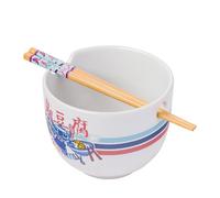 Silver Buffalo Lilo and Stitch Yummy Ceramic Ramen Noodle Rice Bowl with Chopsticks, Microwave Safe, 20 Ounces