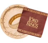Silver Buffalo Lord of The Rings Elvish Script Wrapped Around Ring 32-Count Paper Napkin and Plate Party Pack