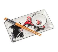 Silver Buffalo Marvel Avengers Spider-Man Ceramic Sushi Set with Dipping Sauce Dish and Matching Chopsticks