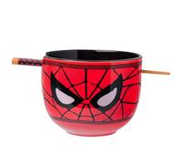 Silver Buffalo Marvel Avengers Spider-Man Face Closeup Ceramic Ramen Noodle Rice Bowl with Chopsticks, Microwave Safe, 20 Ounces