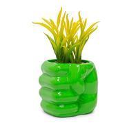 Silver Buffalo Marvel Comics Hulk Smash Hand 3-Inch Ceramic Mini Planter With Artificial Succulent | Cute Small Flower Pot, Faux Indoor Plant