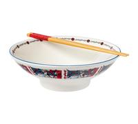 Silver Buffalo Marvel Spider-Man Manga Panels Ceramic Ramen Noodle Rice Bowl with Chopsticks, Microwave Safe, 30 Ounces