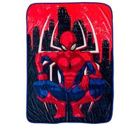 Silver Buffalo Marvel Spiderman Crouched with Night Skyline Screen Print 45" x 60" 185gsm Flannel Fleece Throw