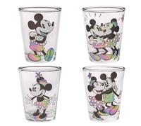 Silver Buffalo Mickey Minnie Rainbow Warp 4-Pack Mini Glass Set, 1.5 Ounces