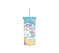 Silver Buffalo My Little Pony “Believe in Yourself” Plastic Tall Cold Cup with Lid and Straw, 20 Ounces