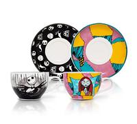 Silver Buffalo NBTC1 Disney Nightmare Before Christmas Jack and Sally Set Ceramic Tea Cup, Multicolor