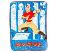 Silver Buffalo Nickelodeon Avatar The Last Airbender Flannel Raschel Throw Featuring Aang, Zuko, Katara, Sokka Wolf, Toph Beifong, Appa, and Momo, 45" x 60"