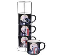 Silver Buffalo Nightmare Before Christmas Jack Sally Scene 4-Pack Ceramic Mug Stack, 10-Ounces, Nightmare Before Christmas 4-Pack Mug Stack, 5 Piece Set
